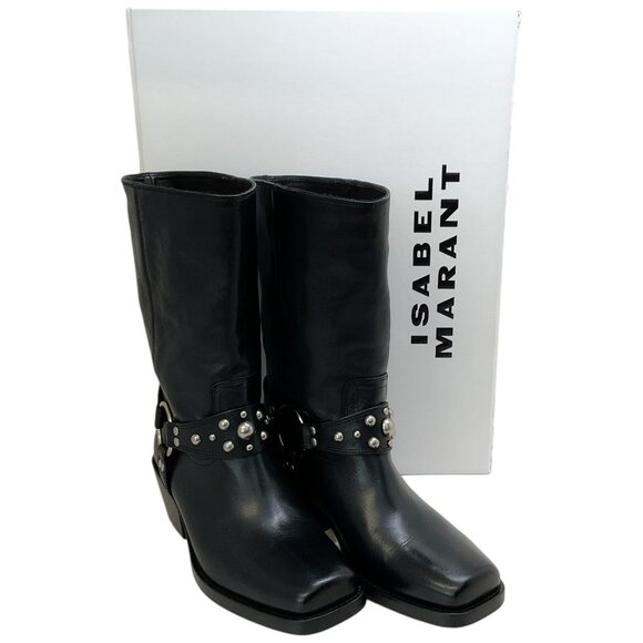 Isabel Marant Black Leather Antya Biker Boots - Picture 6 of 7